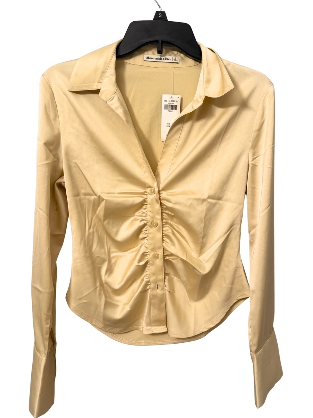 NWT Abercrombie & Fitch - Cream Ruched Button-Front Blouse